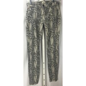 NWT HUDSON Nico Mid Rise Super Skinny Stretch Black Creme Snake Skin Jeans Sz 27